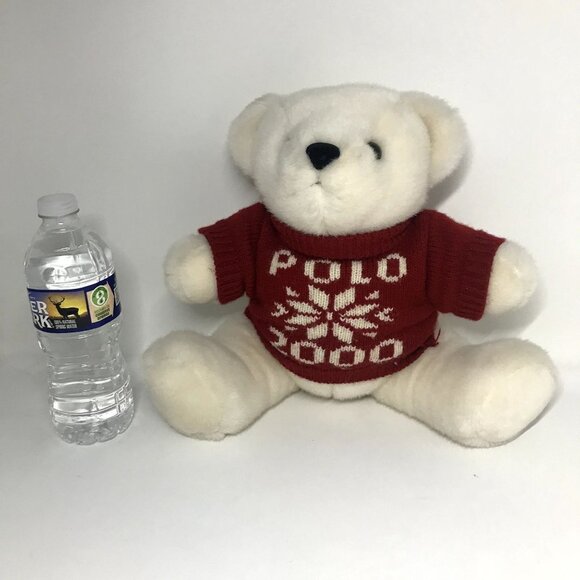 Vintage 2000 Ralph Lauren Polo White Teddy Bear Snowflake Plush Stuffed Animal - Picture 2 of 5